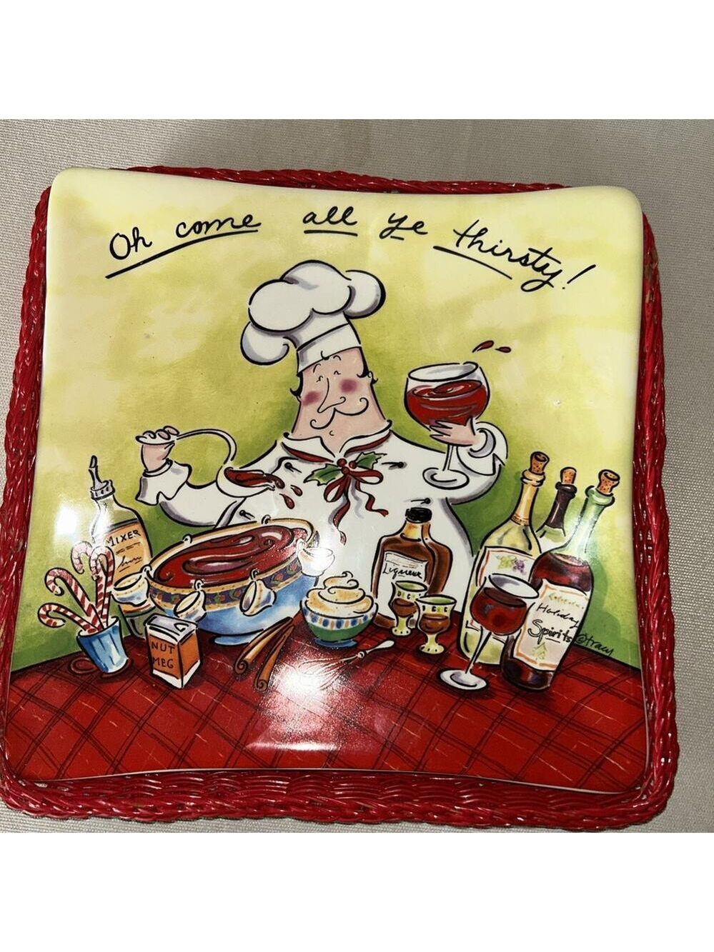Oh come all ye thirsty tray with wicker base